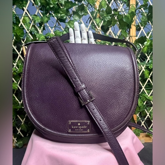 kate spade Handbags - Kate Spade Oliver Street Logo Purse Dark Purple Leather Cross Body Bag🔥